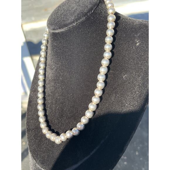VTG Sterling Plated Oxidized Pearls Beaded Necklace 16”-18” Southwestern Napier - Picture 7 of 9